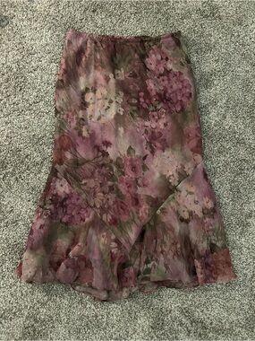 Fairycore Floral Midi Skirt in Mauve Pink